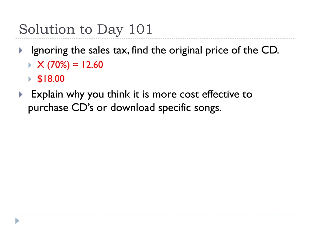 solution to day 101