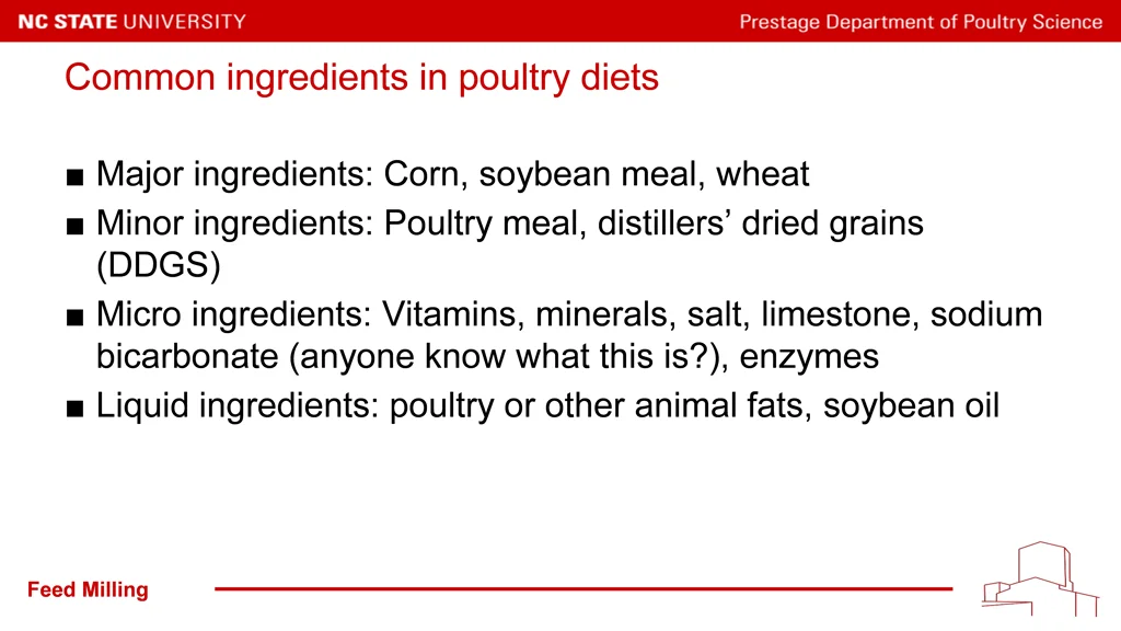 common ingredients in poultry diets