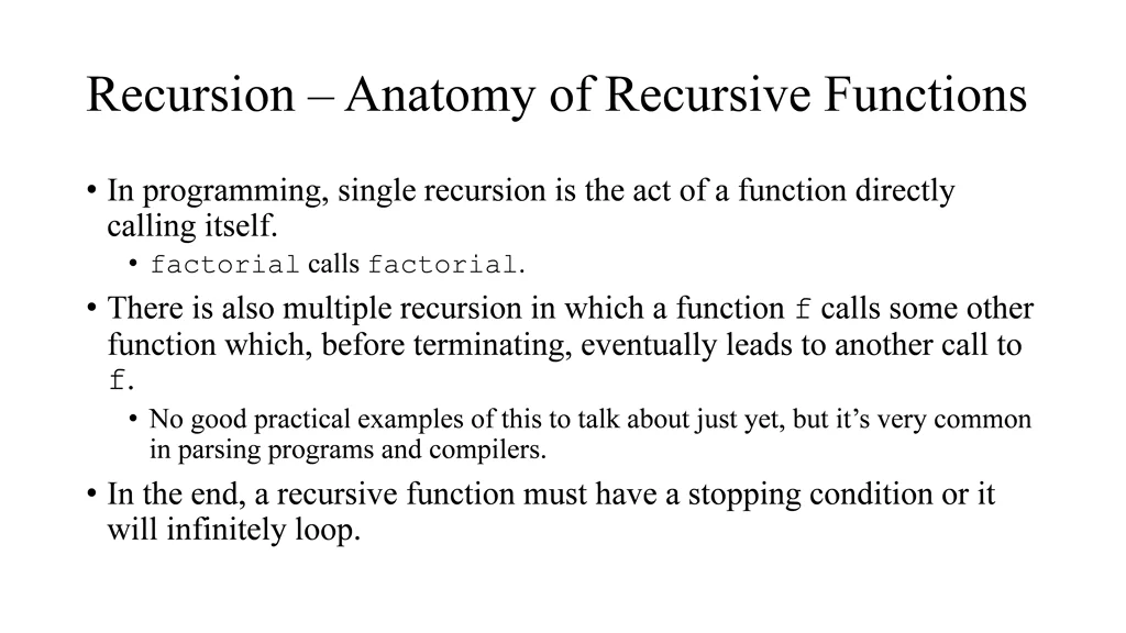 recursion anatomy of recursive functions