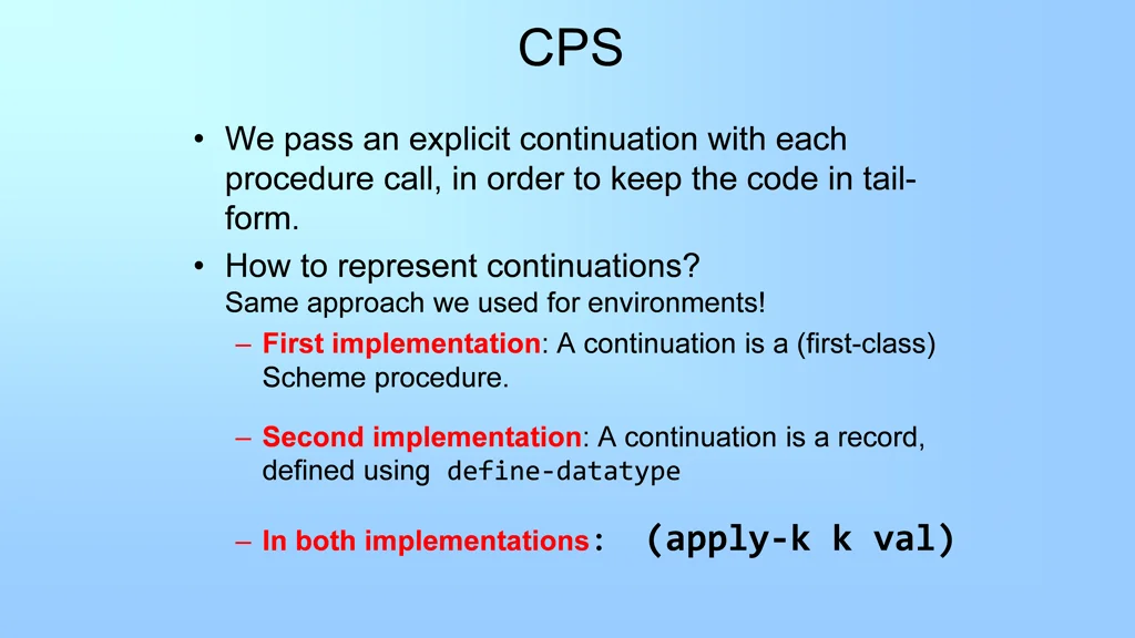 our first representation of continuations