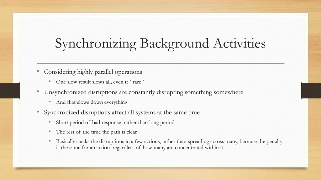 synchronizing background activities
