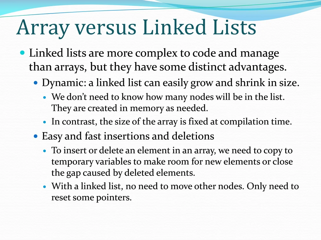 array versus linked lists