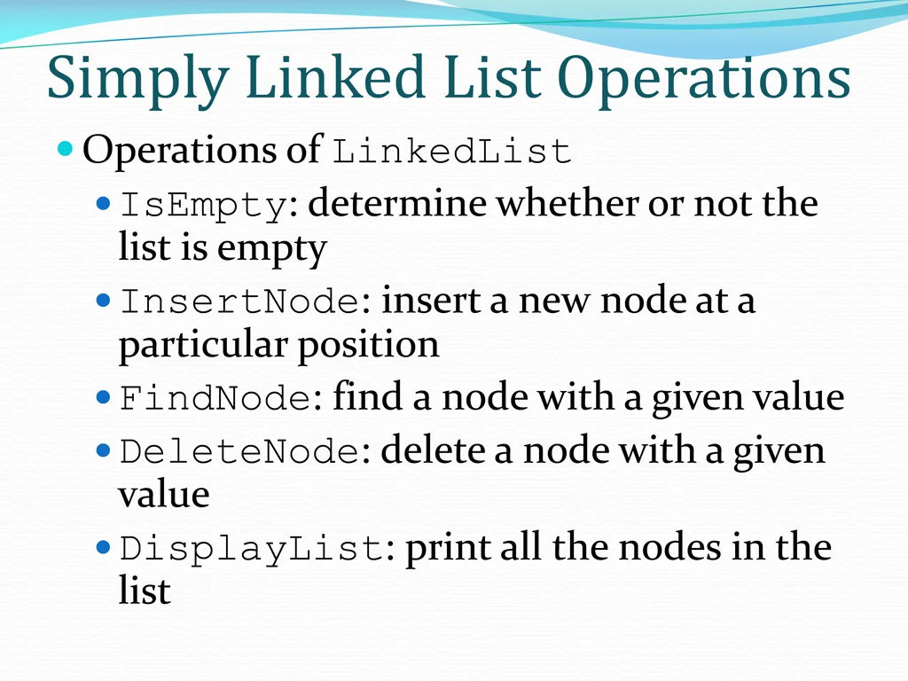 simply linked list operations operations