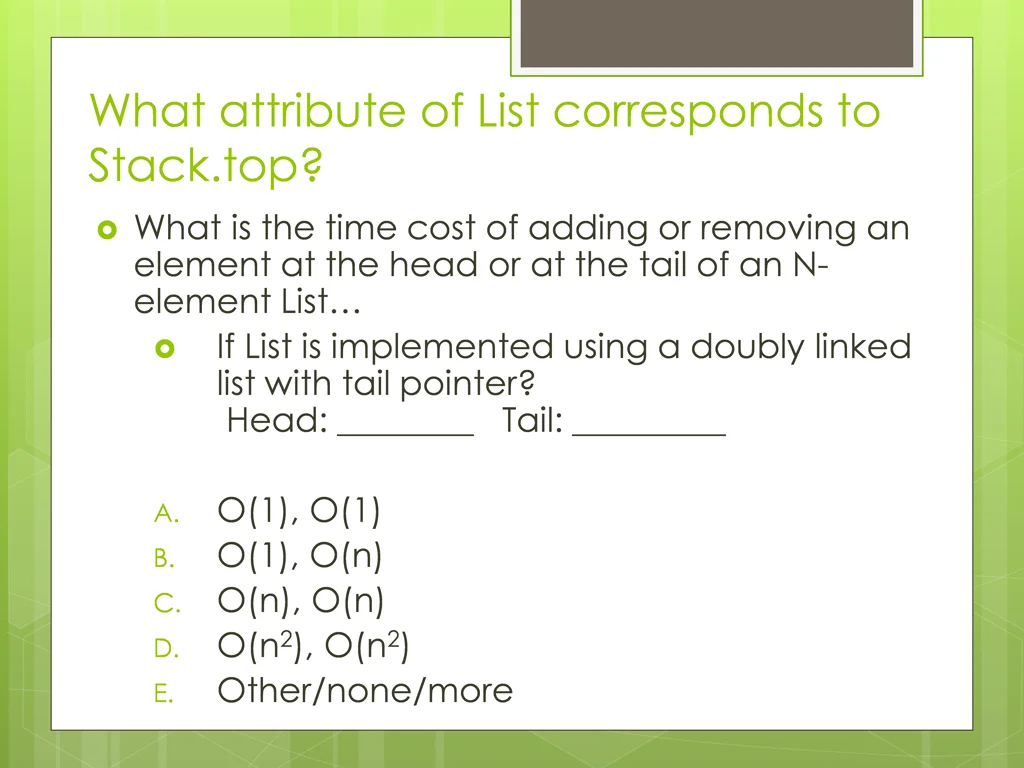what attribute of list corresponds to stack top 2