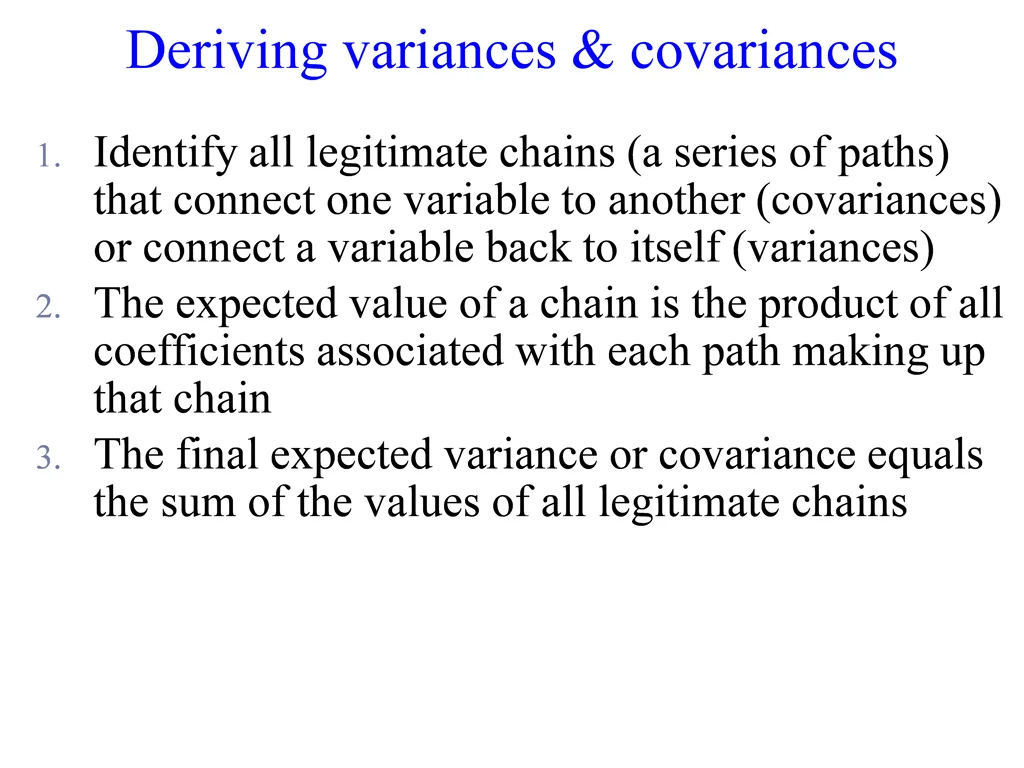 deriving variances covariances