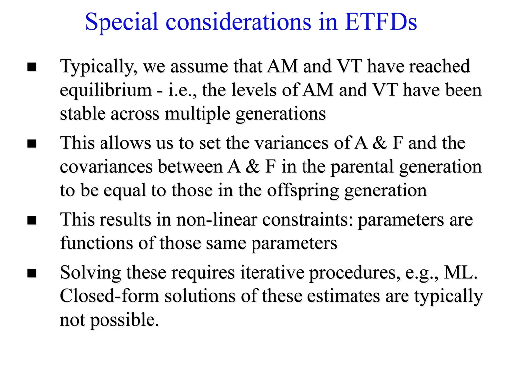 special considerations in etfds