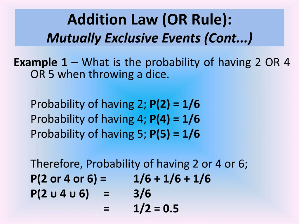 addition law or rule mutually exclusive events 1