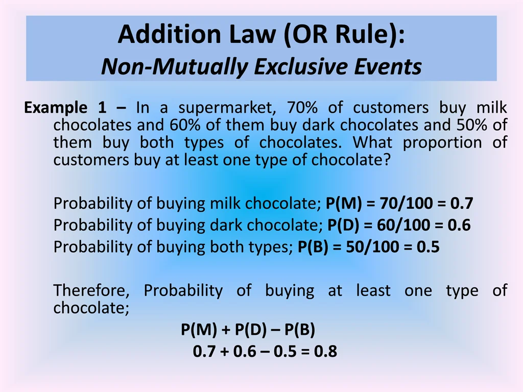 addition law or rule non mutually exclusive events