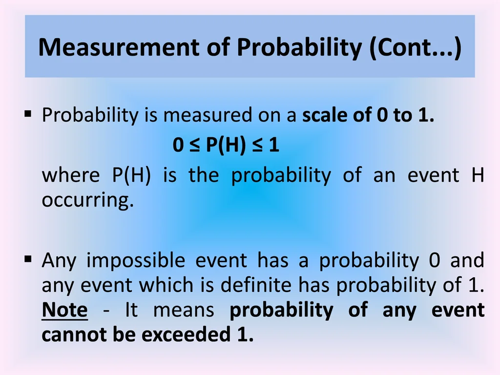 measurement of probability cont