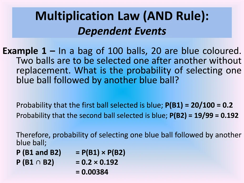 multiplication law and rule dependent events