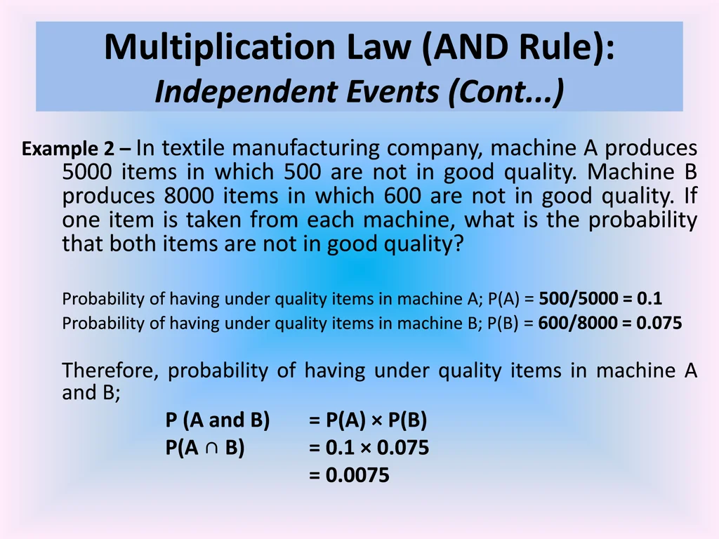 multiplication law and rule independent events 2