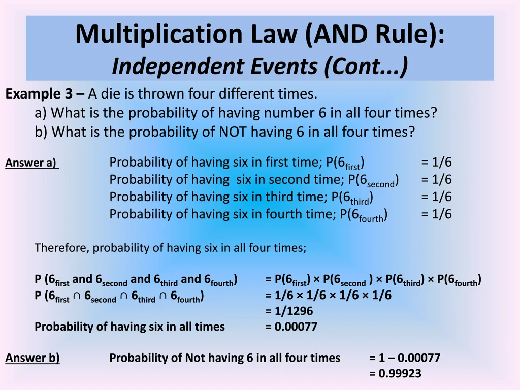 multiplication law and rule independent events 3