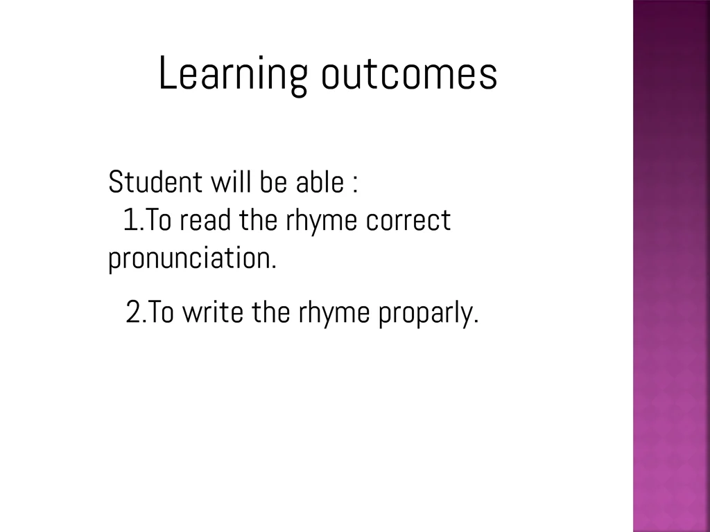learning outcomes