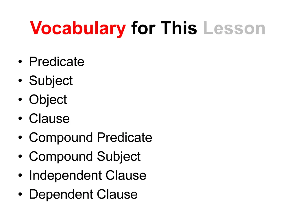 vocabulary for this lesson