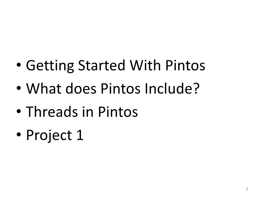 getting started with pintos what does pintos