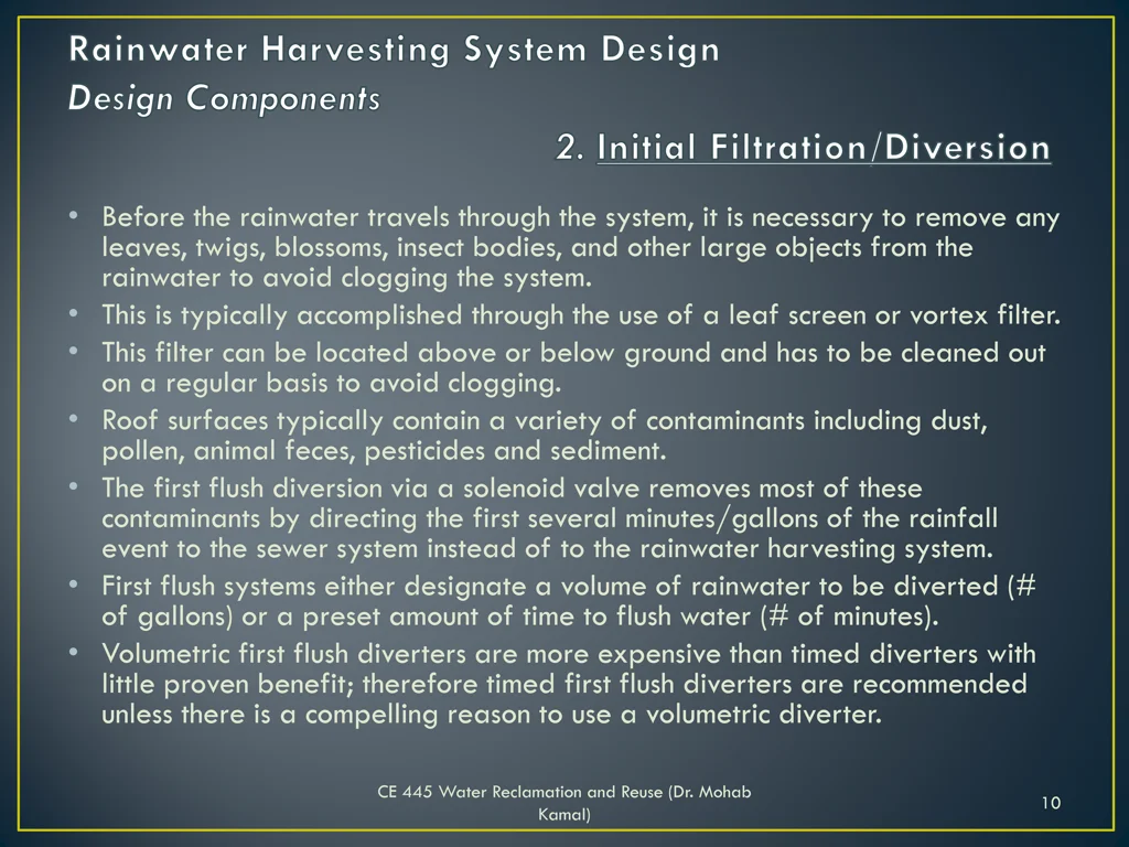 before the rainwater travels through the system