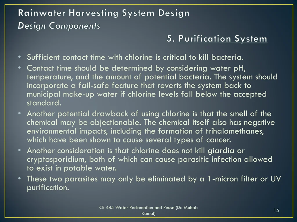 sufficient contact time with chlorine is critical