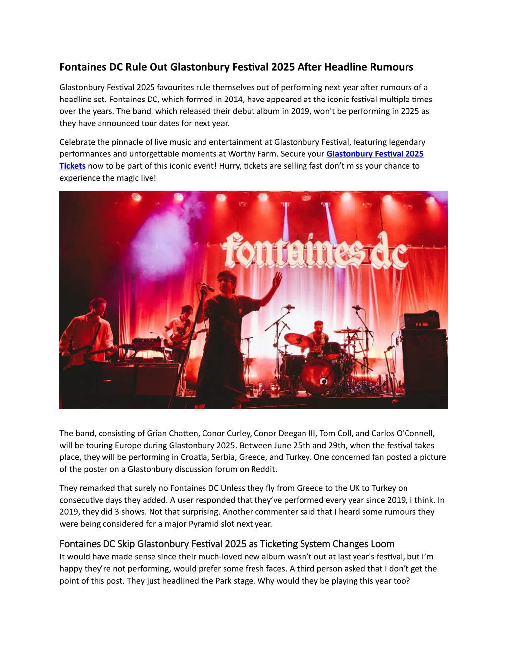 PPT Fontaines DC Rule Out Glastonbury 2025 After Headline Rumours