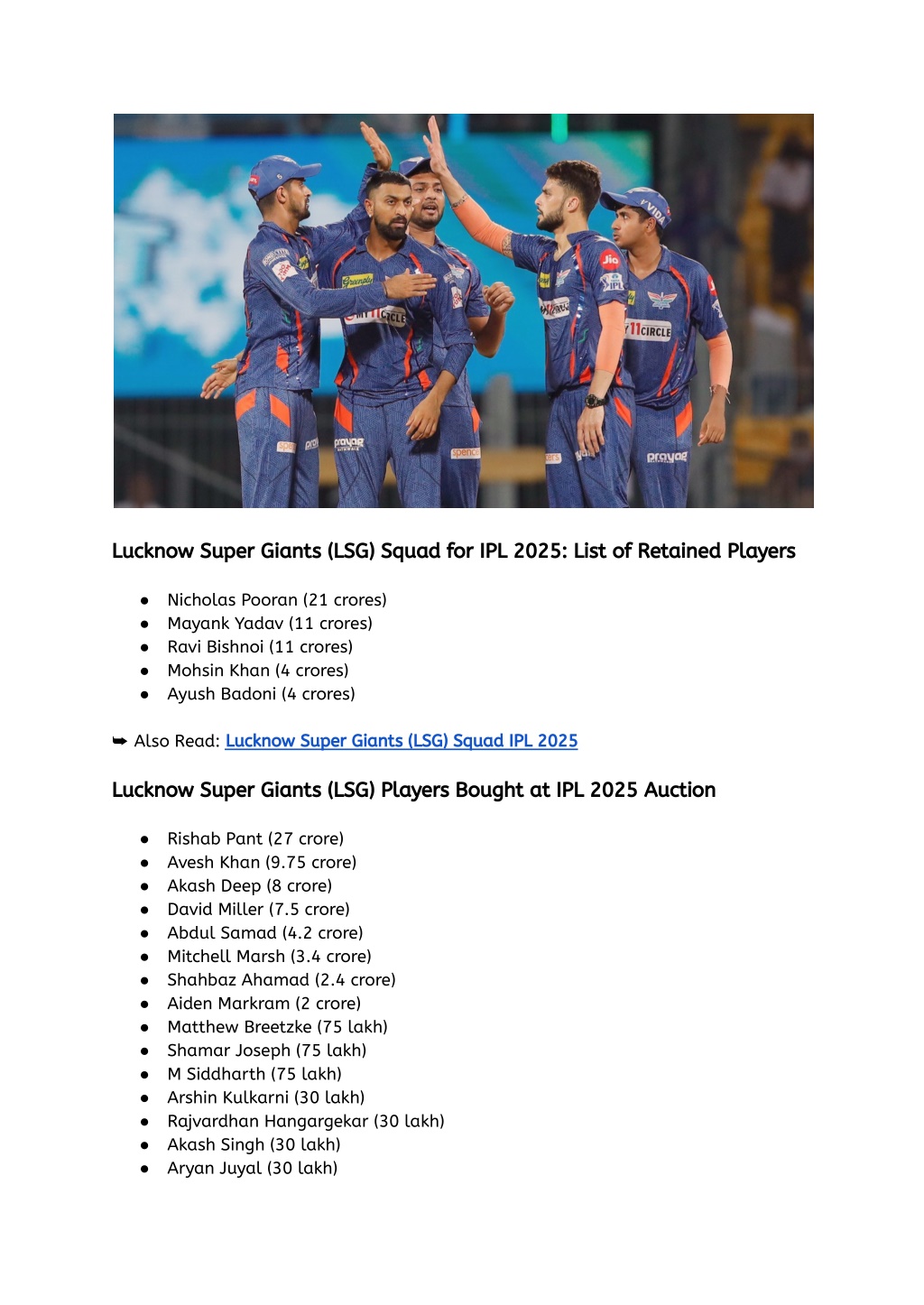 Ppt Lucknow Super Giants Full Squad After Ipl Auction Full List Of Lsg Players