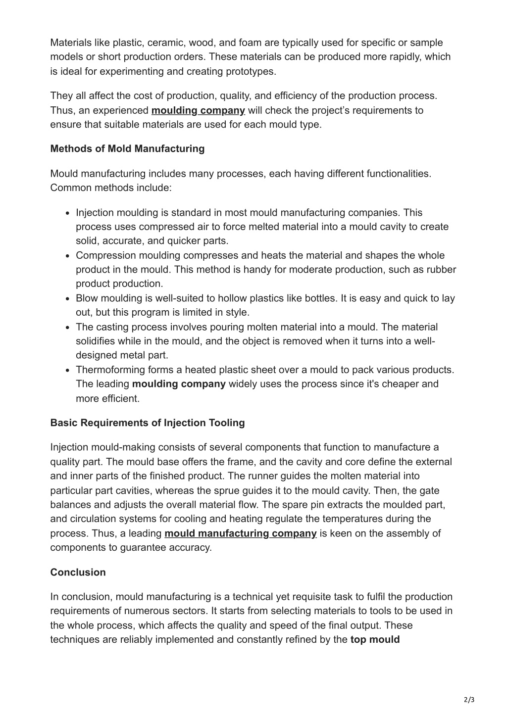 Ppt Guide To Mould Manufacturing Process Powerpoint Presentation