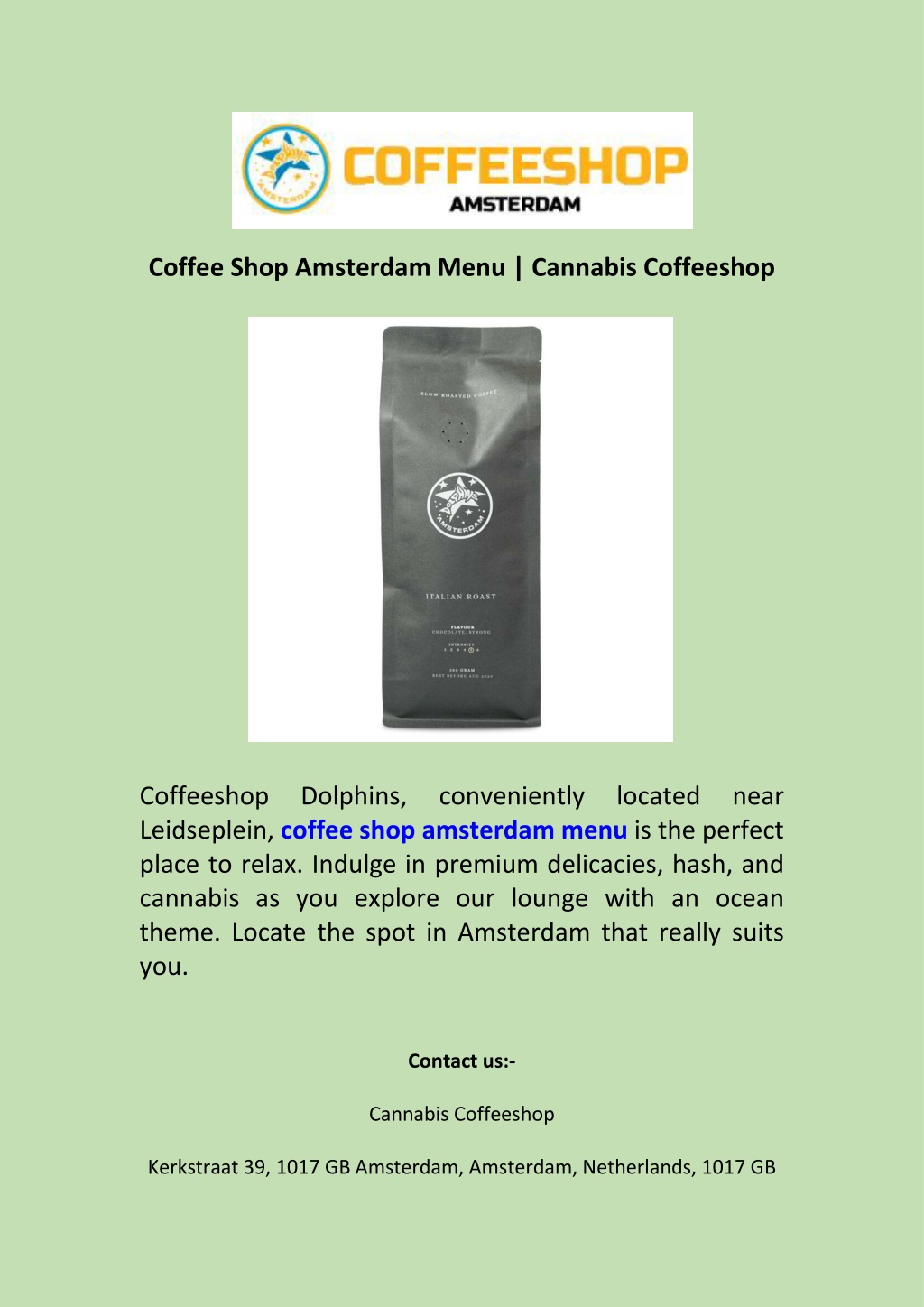 PPT - Coffee Shop Amsterdam Menu Cannabis Coffeeshop PowerPoint ...