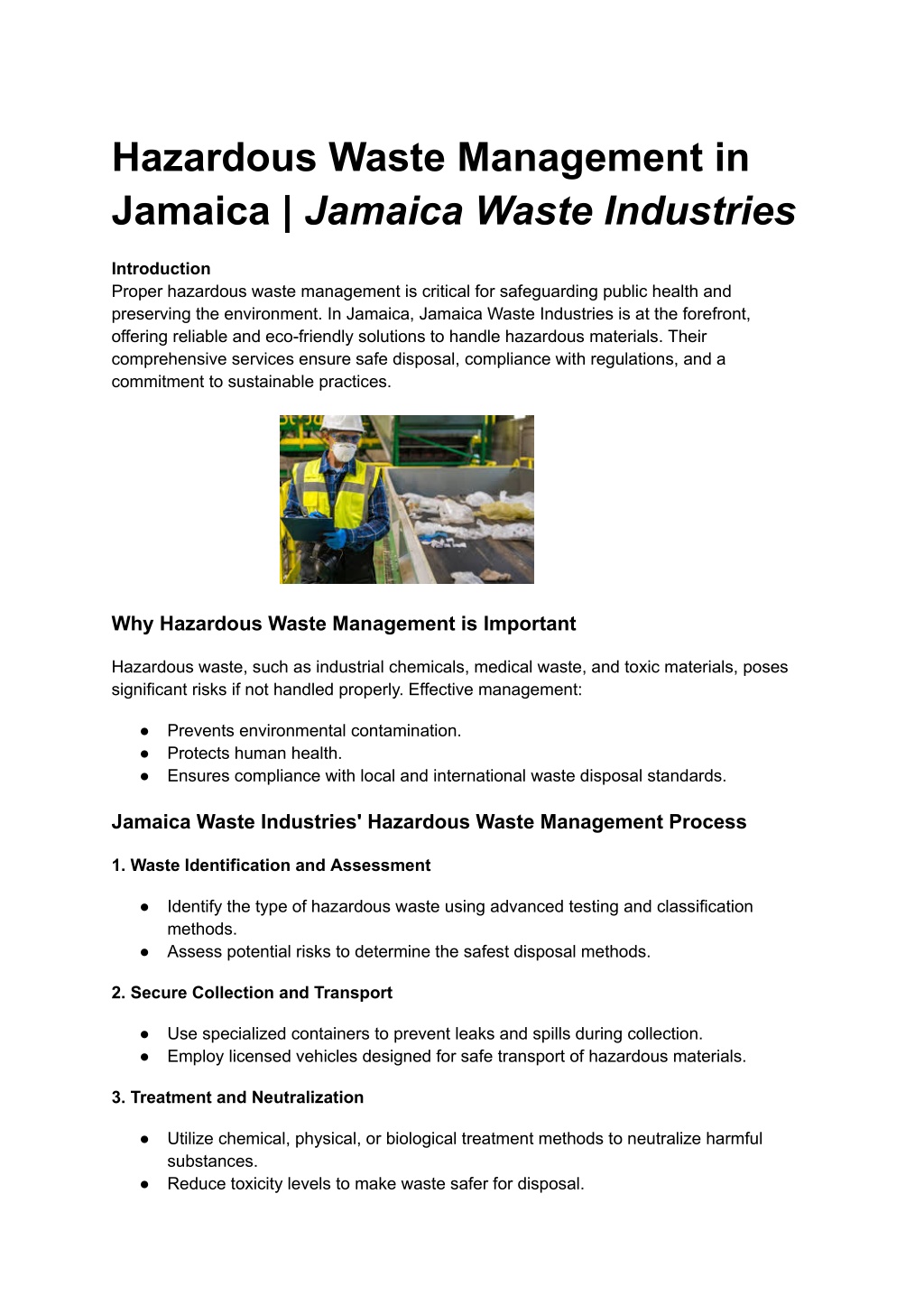 Ppt Hazardous Waste Management In Jamaica Jamaica Waste Industries Powerpoint Presentation