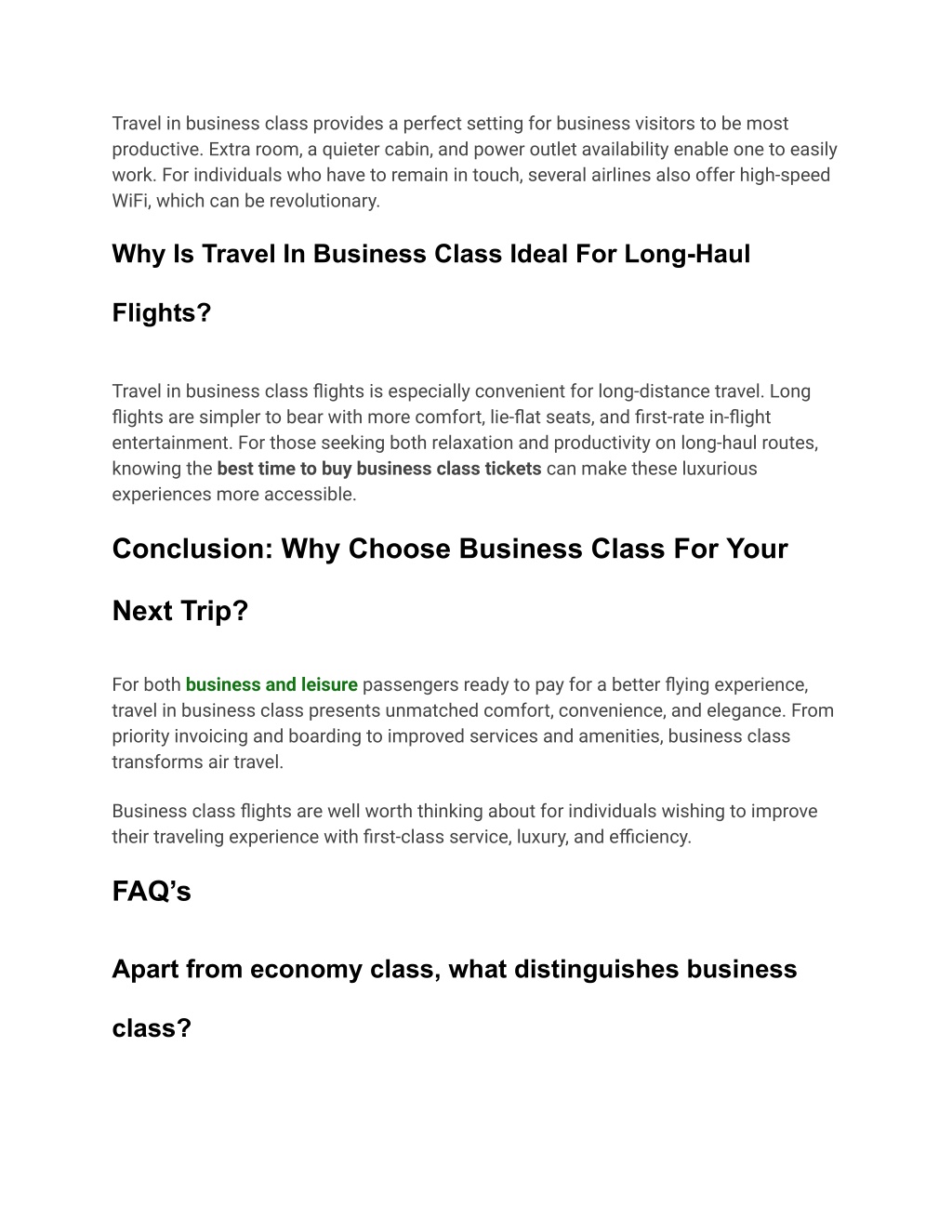 Ppt - Travel In Business Class  Definition And Benefits Powerpoint 