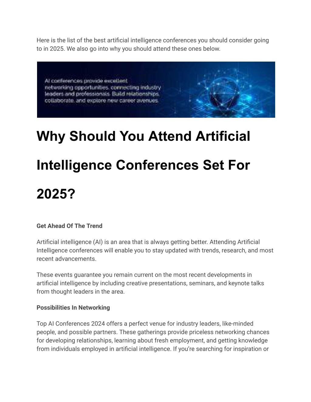 PPT Top 8 Artificial Intelligence Conferences To Attend In 2025