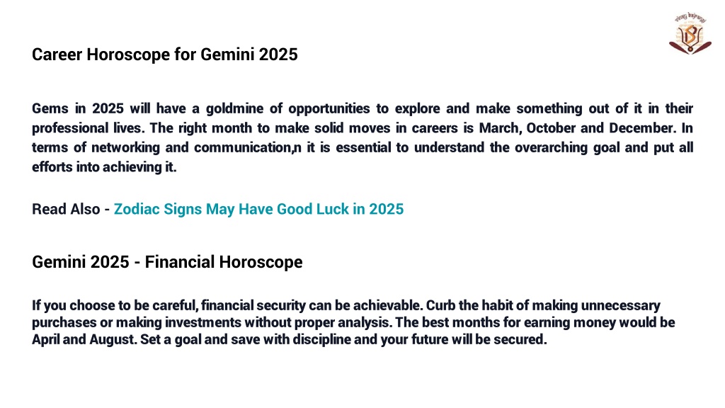 PPT Horoscopes for Gemini in 2025 PowerPoint Presentation, free