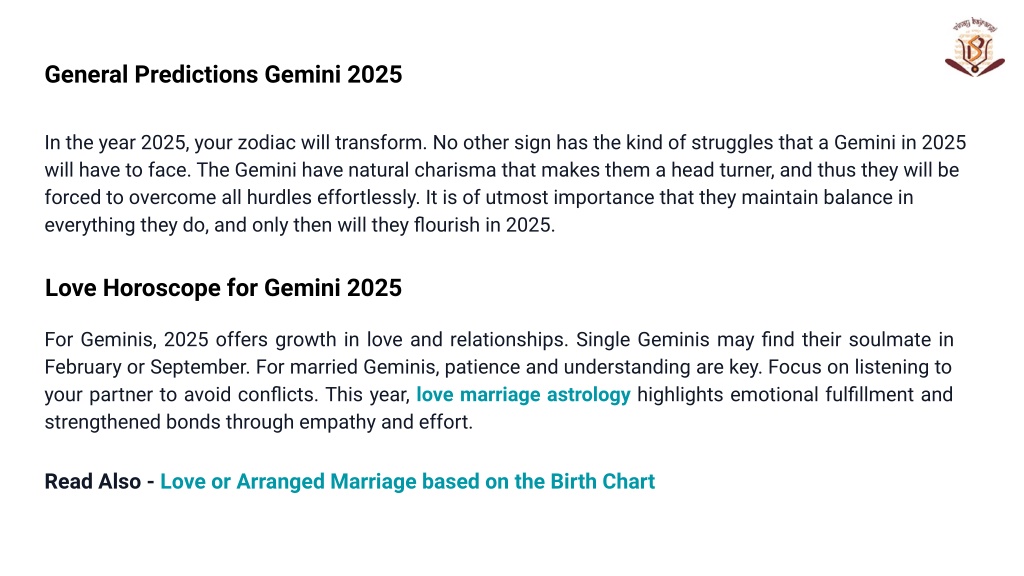 PPT Horoscopes for Gemini in 2025 PowerPoint Presentation, free