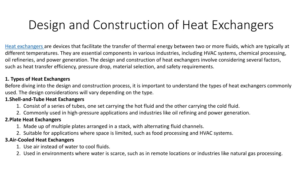 Ppt - Design And Construction Of Heat Exchangers Powerpoint 