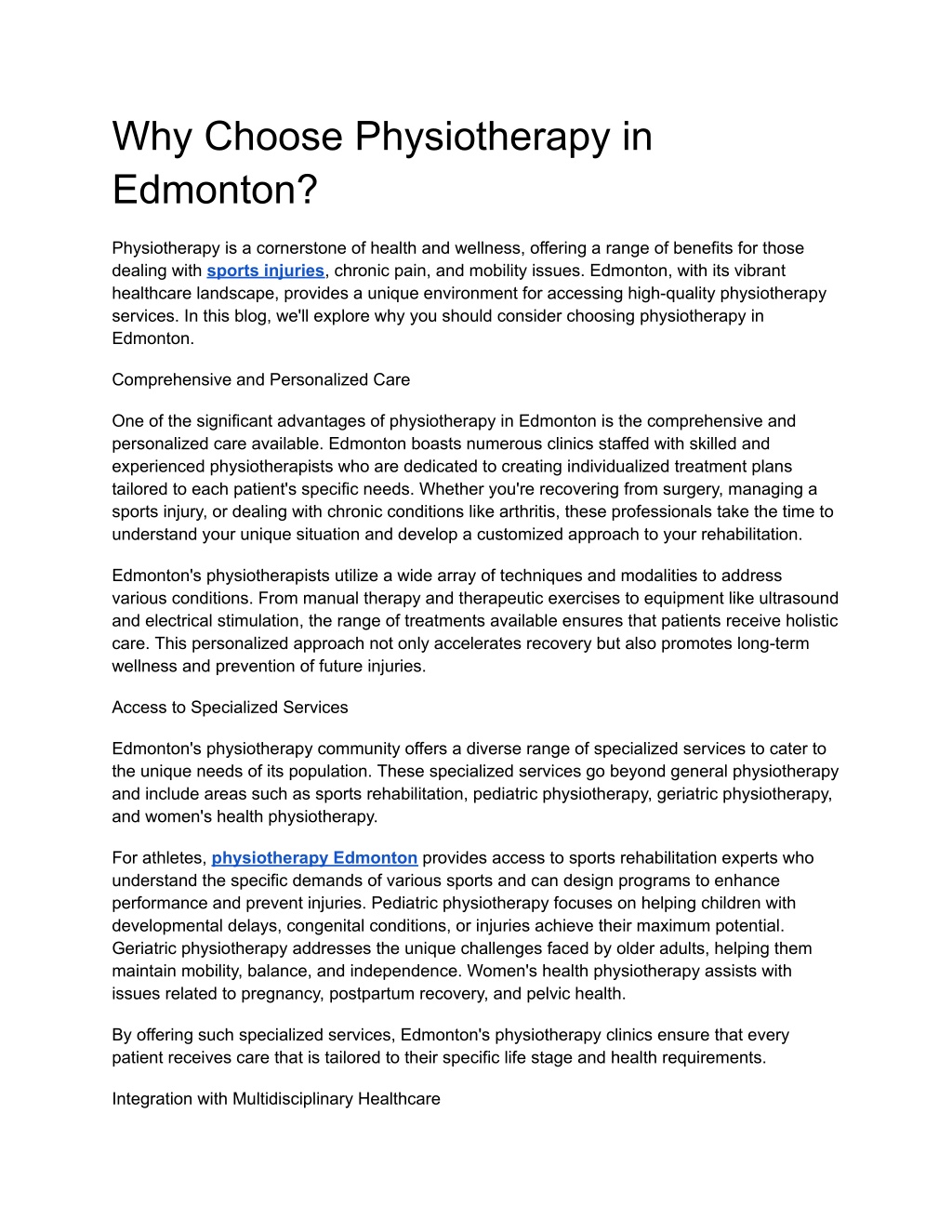 PPT - Why Choose Physiotherapy in Edmonton PowerPoint Presentation ...