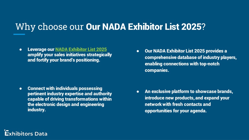 PPT NADA Exhibitor List 2025 PowerPoint Presentation, free download