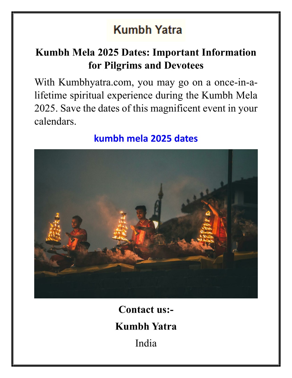 PPT Kumbh Mela 2025 Dates Important Information for Pilgrims and