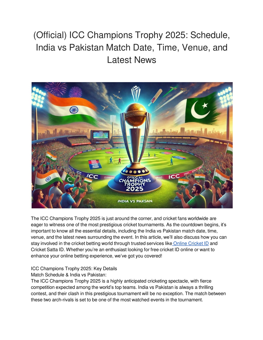 PPT (Official) ICC Champions Trophy 2025_ Schedule, India vs Pakistan