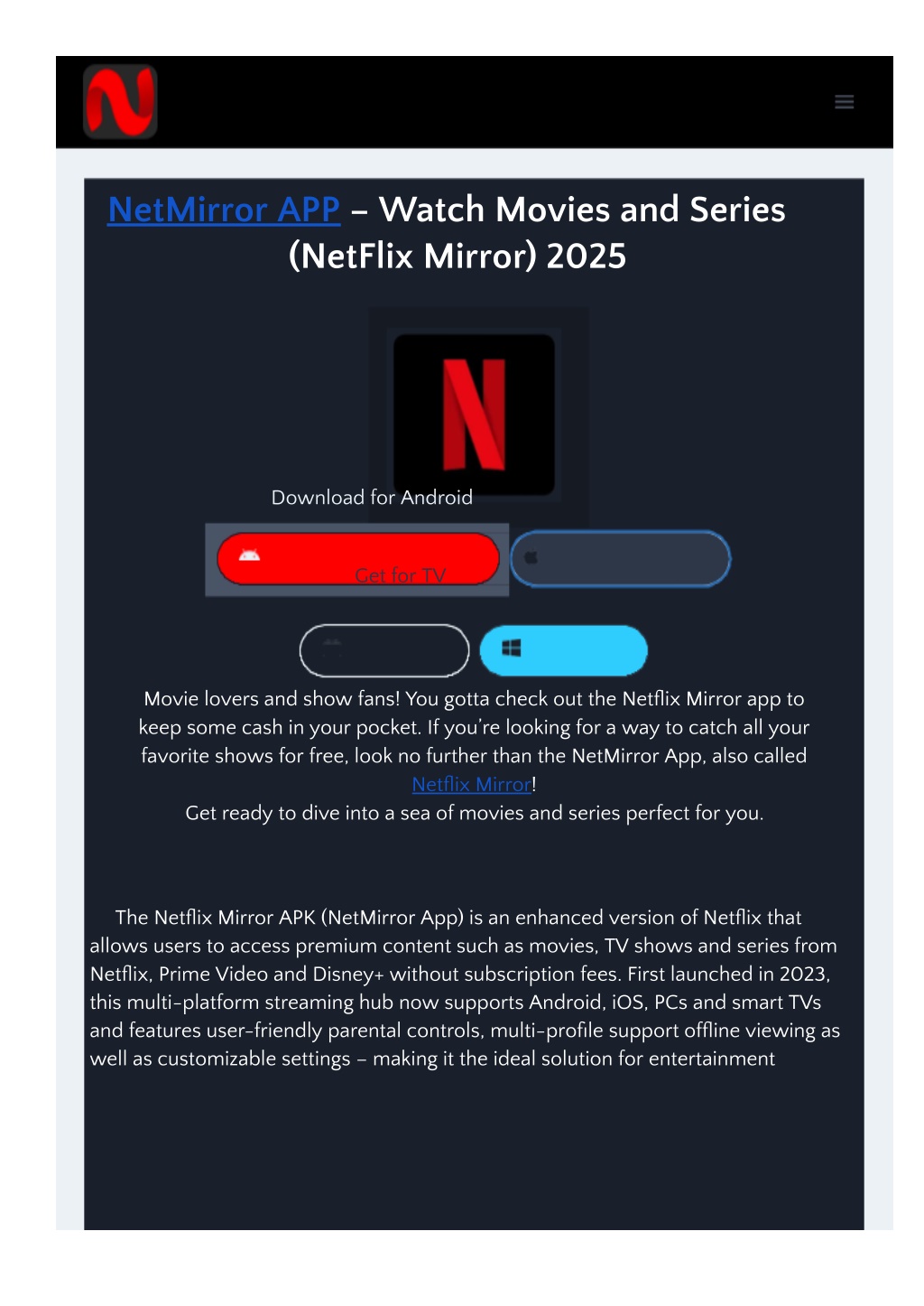 PPT NetMirror APP Watch Movies and Series Mirror) 2025