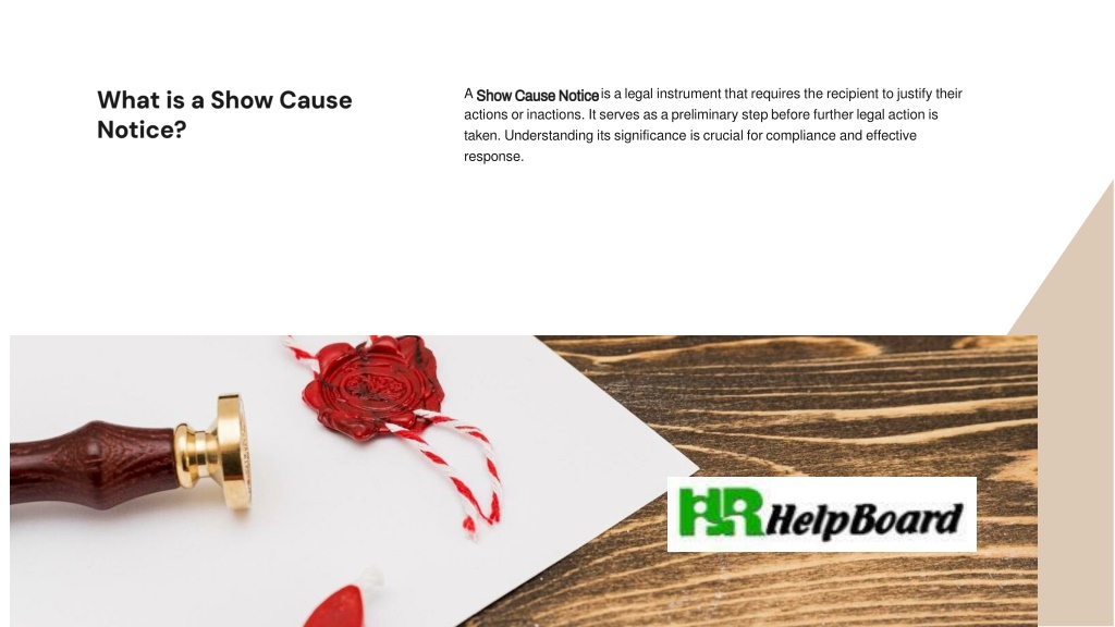 Ppt what is show cause notice powerpoint presentation free download