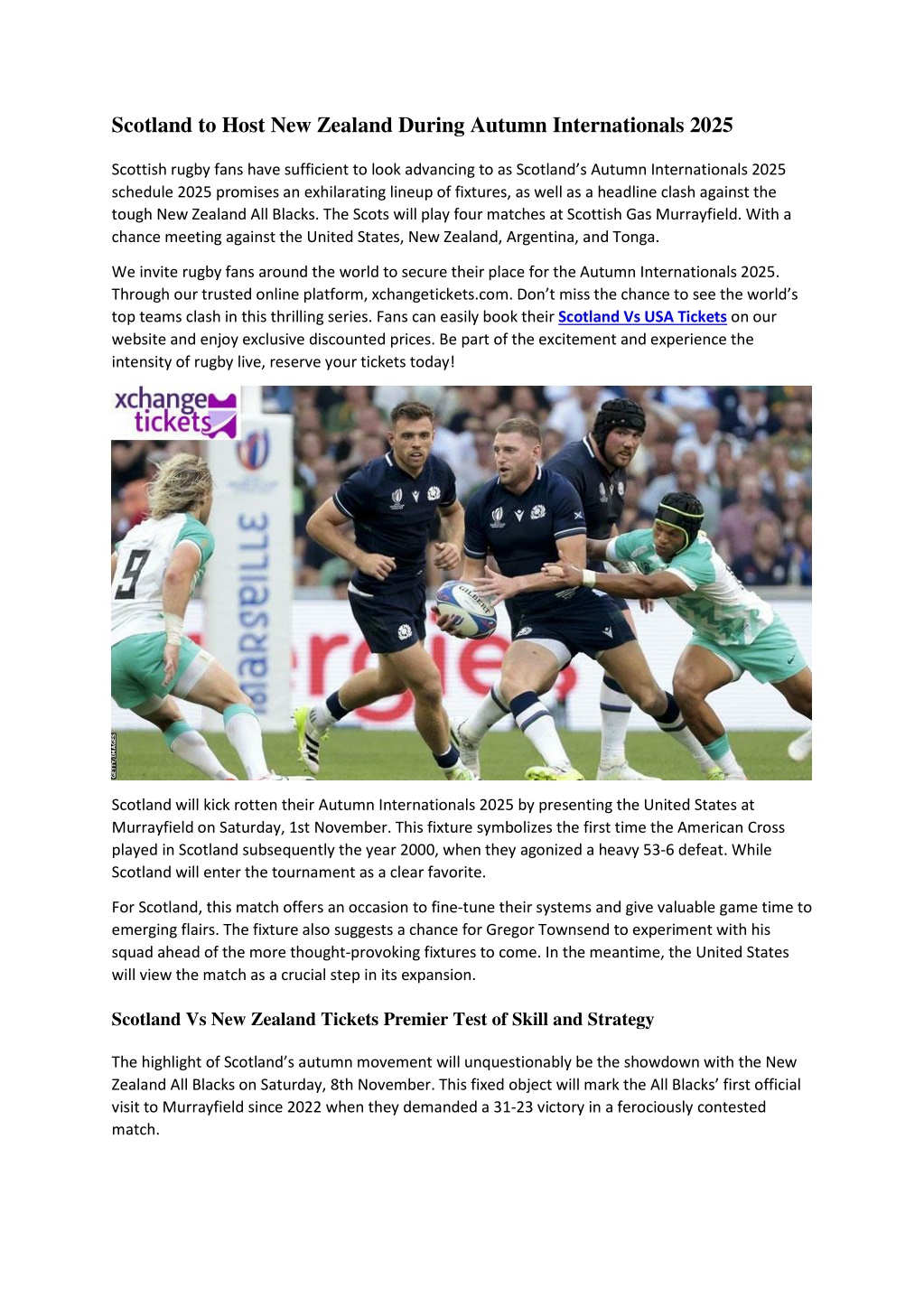 PPT Scotland to Host New Zealand During Autumn Internationals 2025
